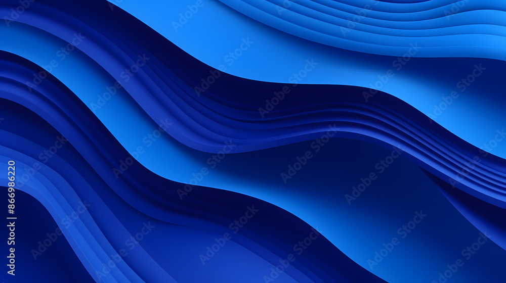Poster Royal blue undulating 3D geometric pattern resembling wave texture in abstract design concept.