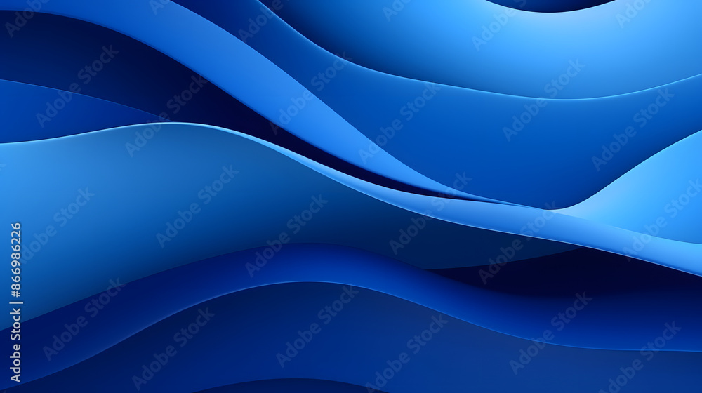 Poster Royal blue undulating 3D geometric pattern resembling wave texture in abstract design concept.