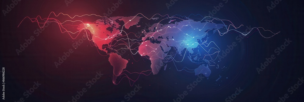 Poster a simple and symbolic design featuring a world map with highlighted routes, perfect for travel agenc