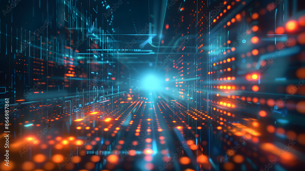 Poster futuristic digital technology and data network background