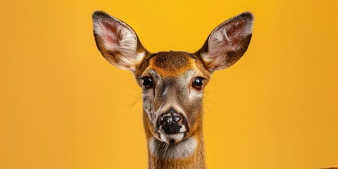Fototapeta premium Realistic photography of a deer, pure solid color background, 