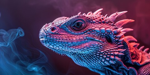 Fototapeta premium Realistic photography of a dragon, pure solid color background,