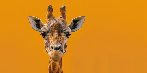 Naklejka premium Realistic photography of a giraffe, pure solid color background, 