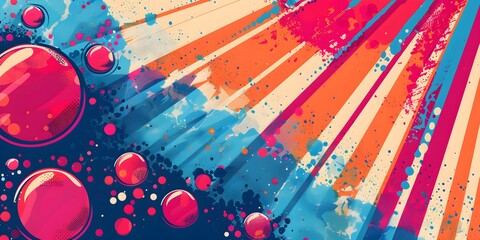 Obraz premium Blue & pink retro groovy background vector presentation design