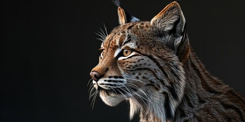 Fototapeta premium Realistic photography of a lynx, pure solid color background, 