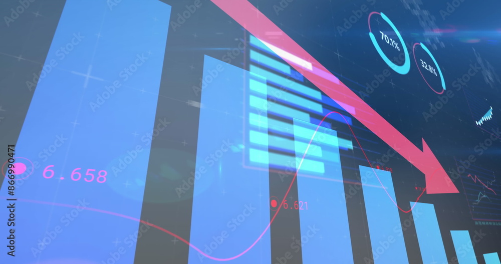 Aufkleber image of statistical data processing against light spot on blue background