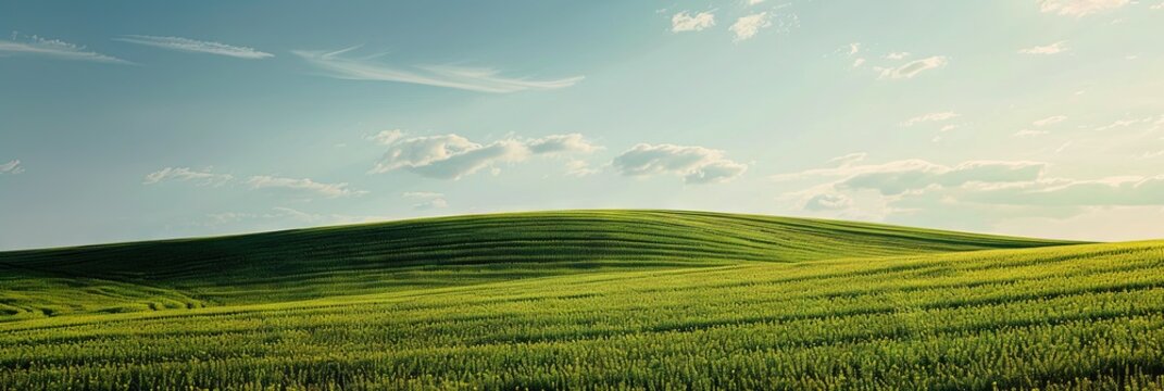 green field under a cloudy blue sky - default wallpaper landscape design
