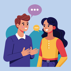 man and woman talk, discussion, exchange of ideas. Vector illustration, Flat Design