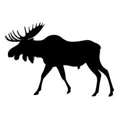 set of wild animals illustration. moose silhouette clip art. 