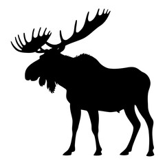 set of wild animals illustration. moose silhouette clip art. 
