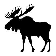 set of wild animals illustration. moose silhouette clip art. 
