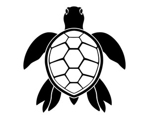 sea turtle illustration silhouette. black and white wild ocean animals icon or logo design. 