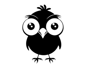 cute little cartoon bird character illustration. wild animals mascot design of a flying bird or crow. 