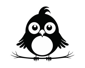 Fototapeta premium cute little cartoon bird character illustration. wild animals mascot design of a flying bird or crow. 