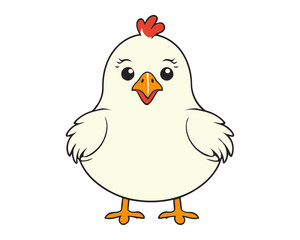 Cute Chicken cartoon vector icon illustration. chicks in simple kawaii style isolated in white. 