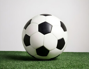 Fototapeta premium Soccer Ball on Green Grass against White Background