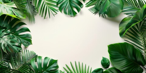 Fototapeta premium Tropical palm leaf frame for Christmas decoration