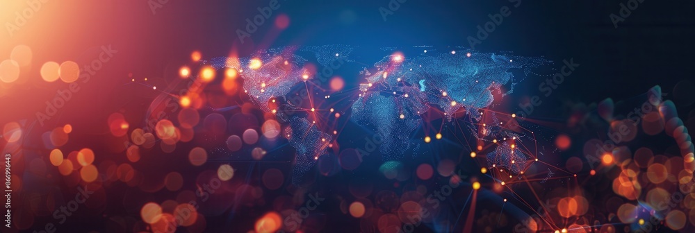 Aufkleber A simple and symbolic world map with highlighted travel routes, ideal for travel agencies and global booking services. Generative AI