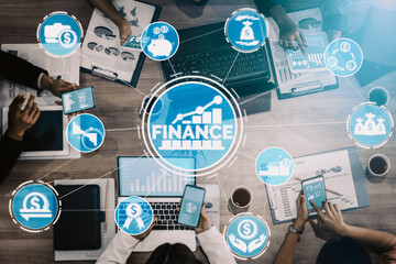 Finance and Money Transaction Technology Concept. Icon Graphic interface showing fintech trade...