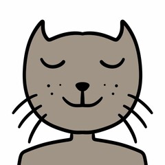 cute little black cat. doodle illustration for children.