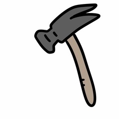 art doodle cartoon hammer isolated on white background