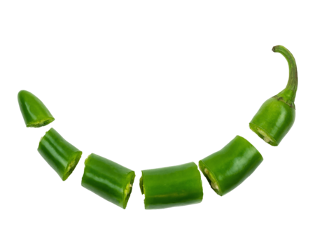 Green jalapeno chili pepper sliced transparent