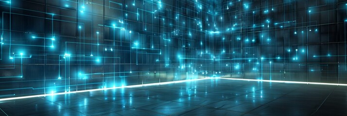 Obraz premium Abstract digital hologram wall background. Modern abstract background 