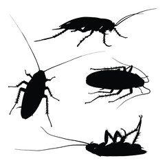 Set of Cockroach Silhouette Vector Illustration