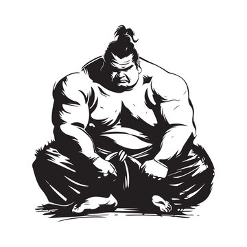 recommend clip art:  Sumo wrestler in the squat position. Sumo wrestler character image vector isolated on white background