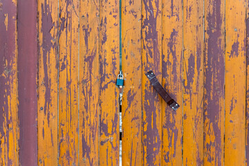 The wooden doors are locked