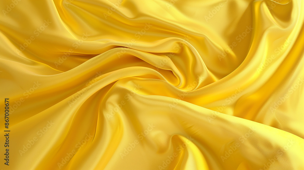Poster a yellow fabric with a wave pattern. the fabric is very soft and smooth. the color yellow is bright 