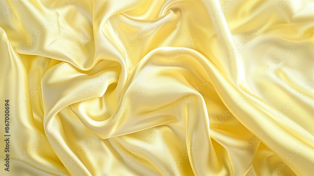Poster a yellow fabric with a wave pattern. the fabric is very soft and smooth. the color yellow is bright 