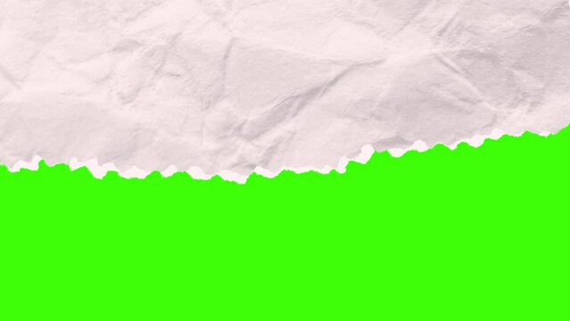 4K Tearing paper green screen from right to left animated background. Abstract Paper Breaking Through effect in chrome key background.