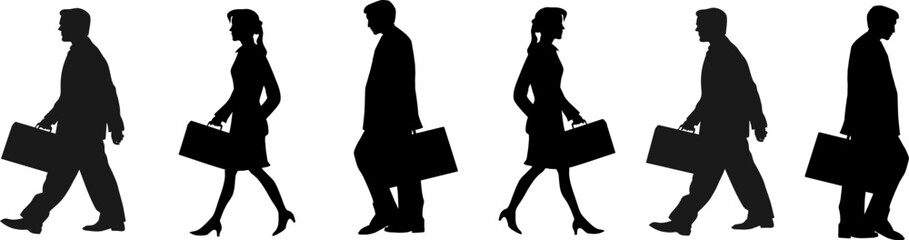 silhouette of office workers walking towards the office
