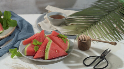Fresh ripe sliced watermelon