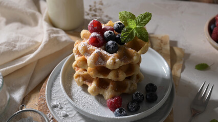 Sweet Homemade Berry Belgian Waffle