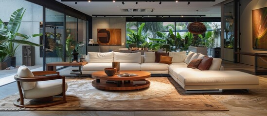 Modern furniture in a stylish living room interior