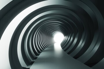 Naklejka premium Abstract futuristic tunnel with light at the end. Concept of journey, hope, future, and progress