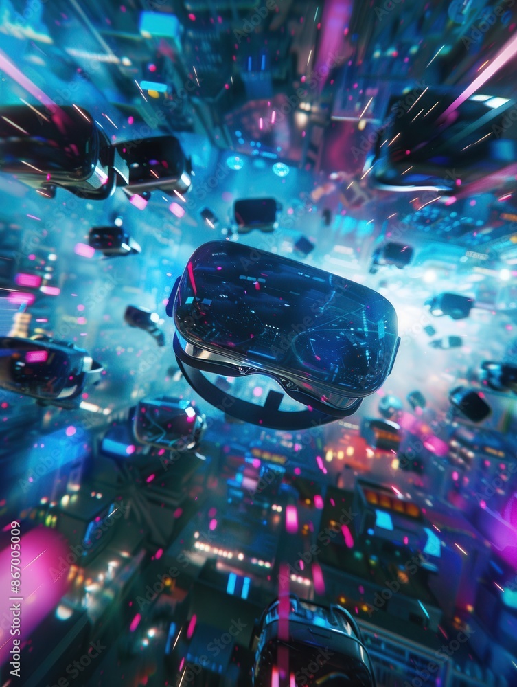 Poster immerse yourself in a world of possibilities with vr and ar technology. generative ai