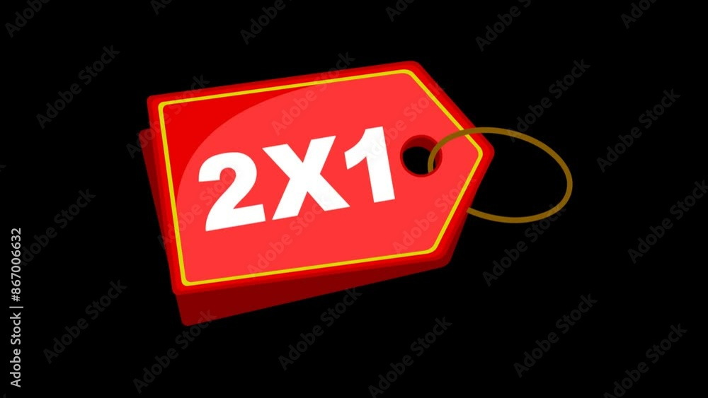 Poster video animation label with text 2x1, in terms offer and promotion concept. on a transparent backgrou