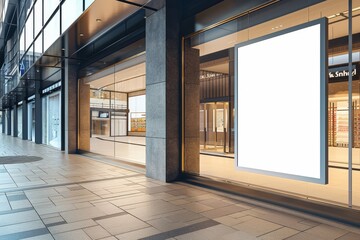 Obraz premium A blank signage mockup on a storefront window, ready for custom branding