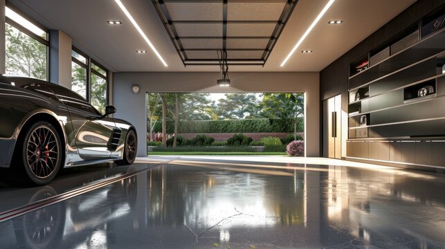 Interior garage of modern house.