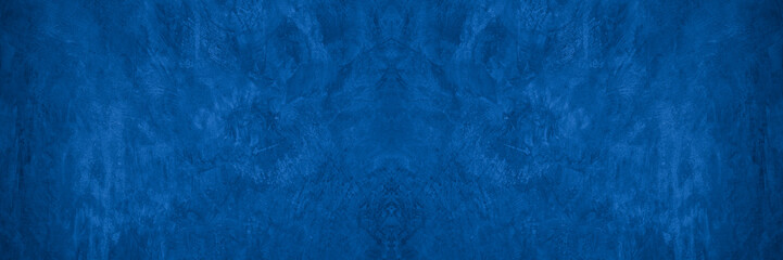Old wall pattern texture cement blue dark abstract  blue color design are light with black gradient background.