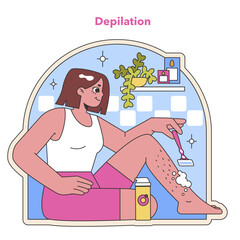 Depilation care scene. Flat vector illustration.