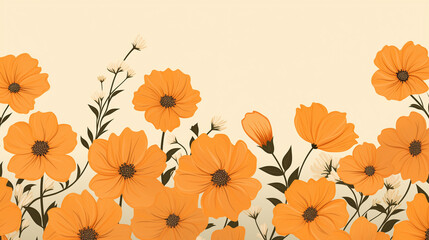 Design Packaging, Background Wallpaper, Doodle Flowers Theme Marigold Nature Bloom Botanical Floral Blossom Generative AI