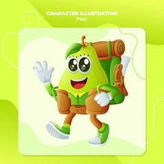 Cute pear character on vacation