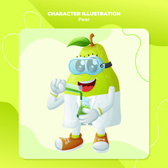 Cute pear character as scientists