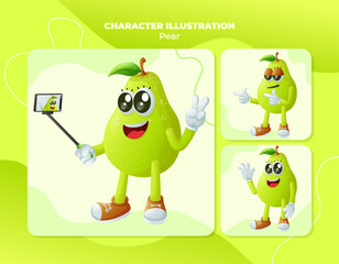 Cute pear characters as narcissistic