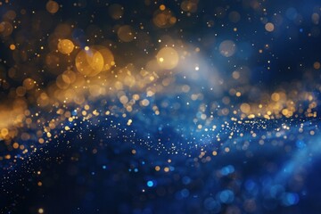 Fototapeta premium Defocused gold and blue lights creating a festive bokeh effect, perfect for backgrounds