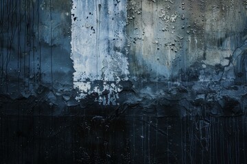 Obraz premium Old weathered concrete wall with peeling paint, cracks and water damage creating an abstract background
